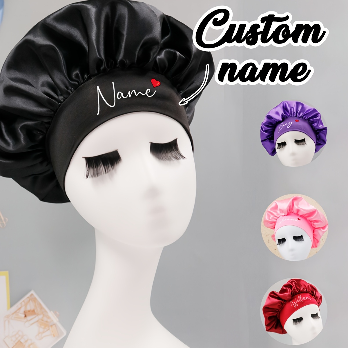 Satin Hair Bonnet - Custom Name Satin Hair Bonnet Personalized