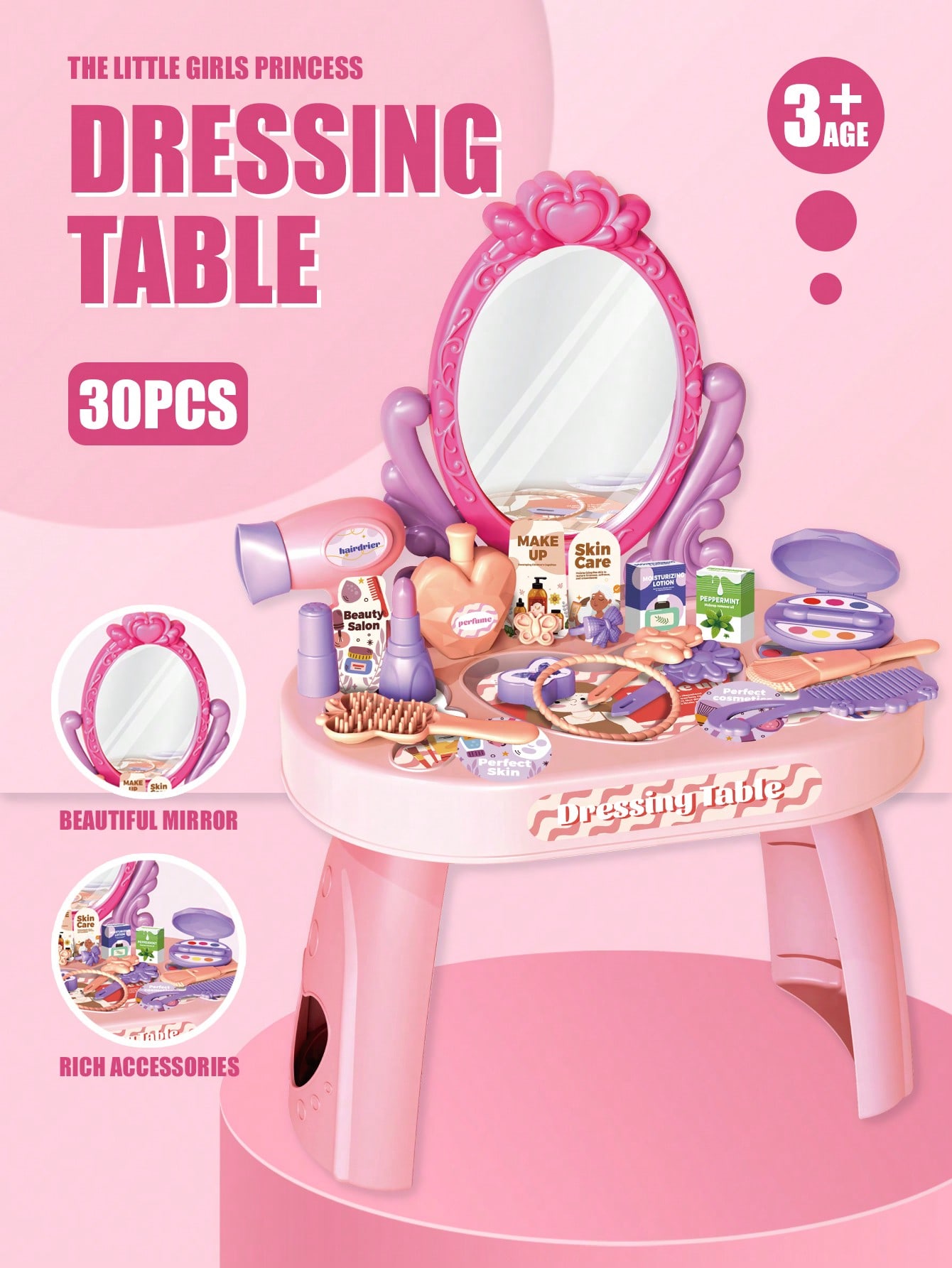 Hair Care Gift Set - Kids Princess Vanity Dressing Table Toy