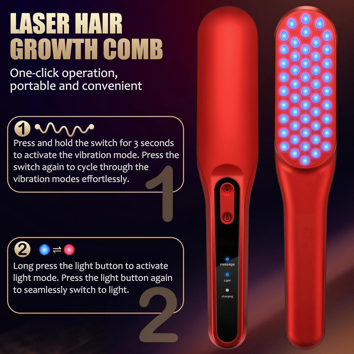 Laser Hair Growth Comb, Red Li - Hair Care Nutrition review and price