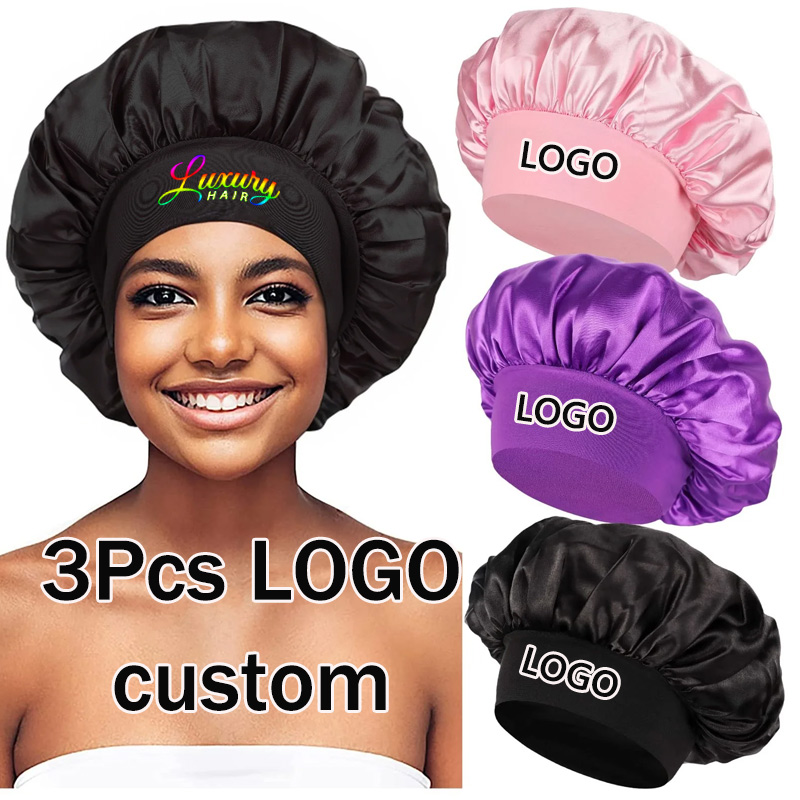 Silk Satin Bonnets Logo Print  - Satin Hair Bonnet review and price