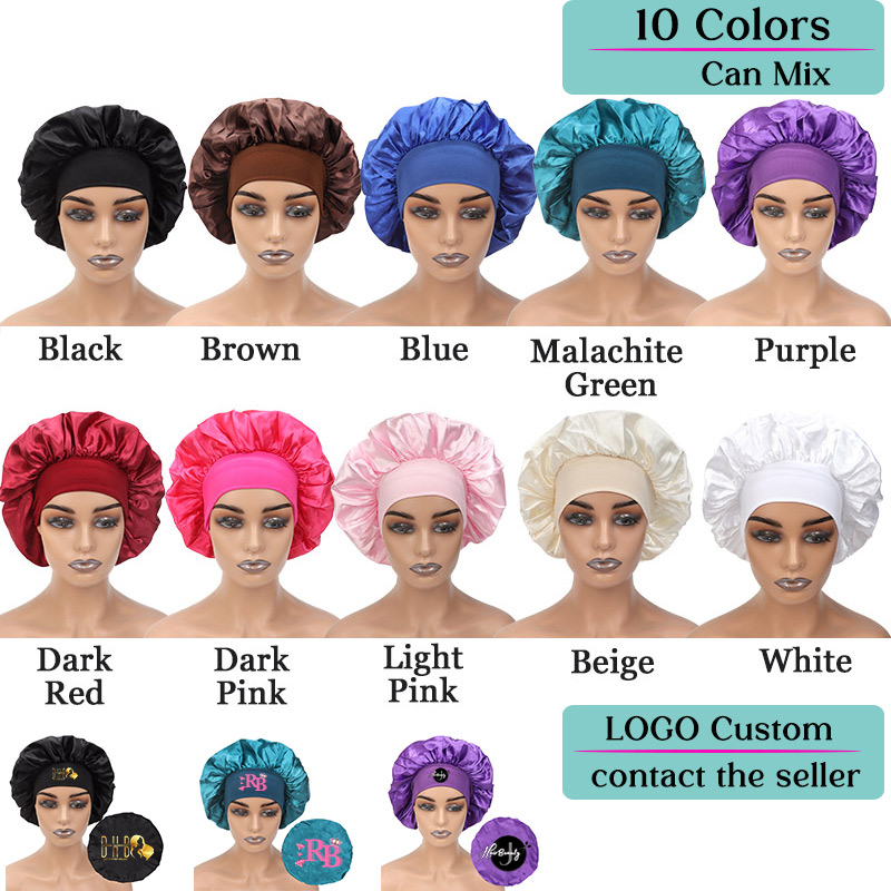 Silk Satin Bonnets Logo Print  - Satin Hair Bonnet review and price